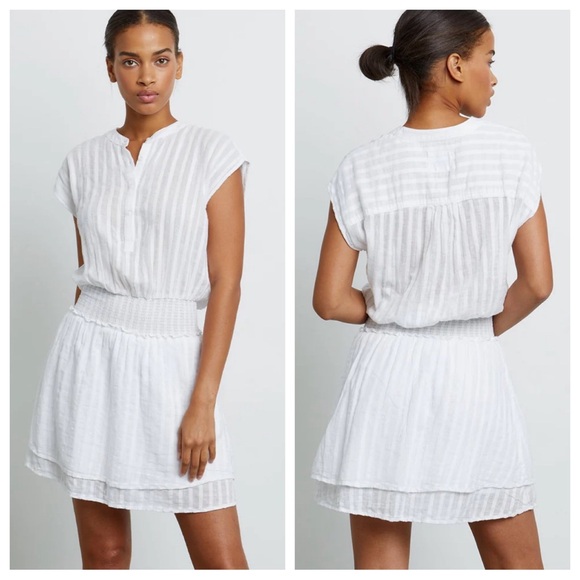 Rails NWOT Angelina Dress White Shadow Stripe Cotton Large - Picture 16 of 16